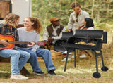 Barrel Charcoal Grill with Offset Smoker, All Metal Smoker with Side Table and Wheels for 04093405