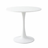 ZUN White Round Table, Modern Dining Table, MDF Top and Steel Base Tulip Round Kitchen Table, Mid W2641P192316