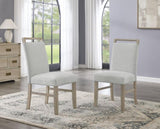 Tabitha Set of 2 Light Oak Finish Dining Side Chairs with Light Gray Fabric B061P353758