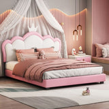 Full size Upholstered Princess Bed With Crown Headboard,Full Size Platform Bed with Headboard and N733P180808H