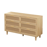 51.18"6-Drawers Rattan Storage Cabinet Rattan Drawer with White Drawer Slides,for Bedroom,Living W757P162760