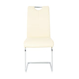 Modern Light Yellow PU dining chair living room chair upholstered chair, electroplated metal chair W210P179894