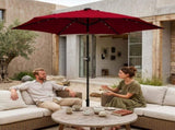 9ft Solar LED Patio Umbrella with Push Button Tilt & Crank, 6 Ribs Waterproof Polyester Outdoor 48244642