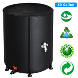 ZUN 50 Gallon Folding Rain Barrel Water Collector Black 46386825