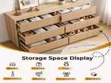 Handleless 6-Drawer Dresser with Grille Finish P2 Particleboard MDF & Melamine Veneer 15220524