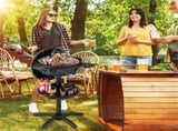 Black 1200W Electric BBQ Grill with Double-Zone Cooking, 2-in-1 Freestanding & Countertop Grill for 14283039