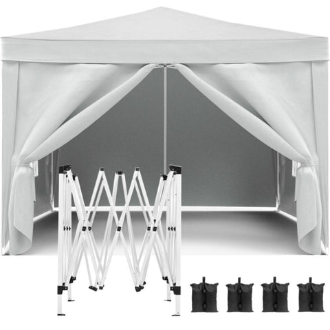 ZUN 10'x10' Folding Canopy with 4 Removable Sidewalls Outdoor Event Shelter UPF 50+ Gazebo Portable W2185P194727