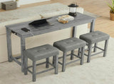 59 Inch Bar, Dining, Sofa with Power Outlet, 3 Upholstered Stools, 4 Piece Bar 81873014