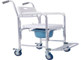 4 in 1 Bedside Commode Chair, Transport Shower Wheelchair Toilet Rolling Transport Chair with 4 W465P143535