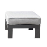 Patio Indoor Outdoor Aluminum Ottoman Footstool with Cushion, Powdered Pewter B01051501