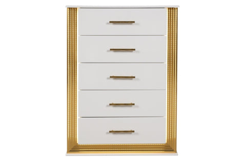 ZUN Obsession Contemporary Style 5-Drawer Chest Made with Wood & Gold Finish B009P152666