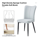 Modern minimalist dining chairs and office chairs. 2-piece set of light gray PU seats with black W1151116749