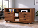 Wooden Filing Cabinet, 4 Drawers, Walnut, P2 Particle Board with Melamine 39071771