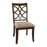 ZUN Wooden Side Chairs Set of 2 Elegant Back Design Fabric Upholstery Cherry Finish Formal Dining B01143650