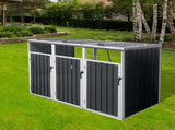 Garbage Bin Shed Stores 3 Trash Cans Metal Outdoor Bin Shed for Garbage Storage,Grey W1350P230164