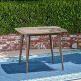 ZUN Outdoor Square Acacia Wood Dining Table with Straight Legs, Gray 63258.00GRY
