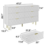 ZUN Modern white 6 Drawers Bedroom,Wooden drawers with Gold Handles, Chest Dresser with Deep Drawers 77731240