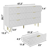 ZUN Modern white 6 Drawers Bedroom,Wooden drawers with Gold Handles, Chest Dresser with Deep Drawers 77731240