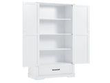Tall Bathroom Storage Cabinet, Cabinet with Two Doors and One Drawer, Adjustable Shelf, MDF Board, 54458299