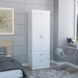 Lisboa Armoire, Rod, Double Door, Two Drawers, Metal Handles White B200P242411