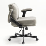 Chair with Wheels and Flip Arms-Comfy Fabric Cross Legged Office Chair with Thick Cushion&Wide Seat, 43759200