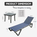 Outdoor Lounge Chair, Aluminum Plastic Patio Chaise Lounge with Side Table & 5 Position Adjustable W1859P149683