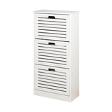 Wooden Shoe Cabinet for Entryway, White Shoe Storage Cabinet with 3 Flip Doors 20.94x9.45x43.11 inch W40935621