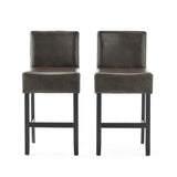 Set of 2 26" Portman Bonded Leather Counter Height Barstool, Brown WF530923BRN