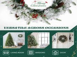 2 Pack 18in Pre-lit Snow Flocked Christmas Wreath, Lighted Artificial Xmas Wreath with 60 Warm 97206067