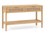 40" Console Table with Storage Drawers & Bottom Shelf, Sturdy PE Rattan Foyer Table for Hallway 81616820
