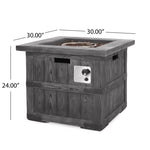 ZUN Outdoor Patio 24.5" H x 30" W Square Gas Burning Concrete Fire Pit - 40, 000 BTU, Fire Pit Table 69895128