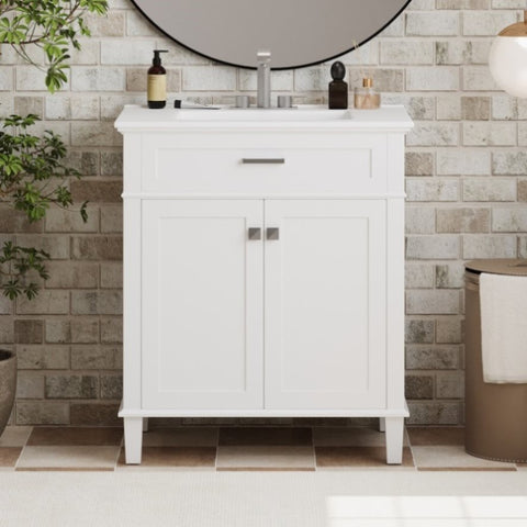 ZUN 30-inch bathroom vanity with ceramic basin, soft close door and adjustable shelves N729P173380K