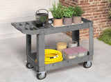Heavy-Duty Plastic Utility Cart - 550lbs Capacity, 2-Tier Rolling Storage Organizer with Deep 82096551