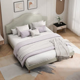 King Size Bed Frame Upholstered Platform Bed with Adjustable Headboard,Linen Fabric Padded,Modern W1716P280530