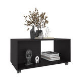Patrick 36" Wide Coffee Table, Mobile, One Shelf, Rectangular, Living Room Black Wengue B070P254782