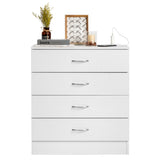 PB Wood Simple 4-Drawer Nightstand Dresser with USB Ports & Outlet, White 52546422
