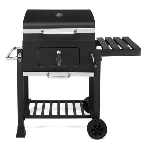 ZUN Charcoal Grill with Foldable Side Table and Wheels, Heavy-duty BBQ Grill for Outdoor Picnics Patio 52462179