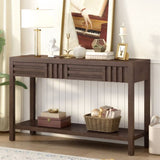 U_STYLE Ash Veneer Modern Style Console Table, Striped Design, Suitable for Entryway, Corridor, N711P230810D
