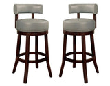 ZUN Sherly Set of 2 Bar stool 30" Swivel Stool Dark Oak Solid wood Dark Gray Leatherette Chairs Dining B01152174