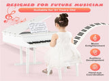 White Kids Piano 30-Key Keyboard Toy with Bench Piano Lid and Music Rack 49605436