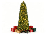 6FT Narrow Pencil Artificial Christmas Tree , Pre-Lit Warm White LEDs, Flame-Retardant PVC, Easy 16463807