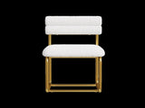 Set of two white teddy fabric dining chairs, circular thick cushioned dining chairs for kitchen and W1727P237751