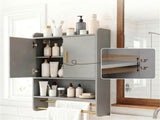Gray Wall Mounted Bathroom Storage Cabinet Towel Rack & Side Hook, Over Toilet Medicine Cabinet 59407293