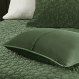 3 Piece Velvet Quilt Set Green Full/Queen B03597556