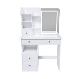 White dressing table, mirror and LED light, 5-drawer dressing table, movable and hidden mirror, W2700P297924