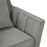 ZUN Stylish Home Accent Chair Gray Velvet Upholstery Matching Pillow Solid Wood Furniture Living Room B011P172695