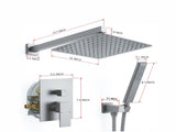 Male NPT Brushed Nickel Shower System, Shower Faucet Set for Bathroom Shower Fixtures with 12 Inch 71633519