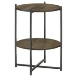Natural and Gunmetal Accent Table with Bottom Shelf B062P153890