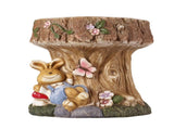 16.93" Sculptures Garden Statues, Rabbit Tree Stump Stool Garden Statue, Magnesium Oxide Stone W6572P574576