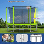 ZUN 10FT Trampoline for Kids, Basketball Hoop and Ladder, Outdoor Kids Trampoline with Safety 41678425